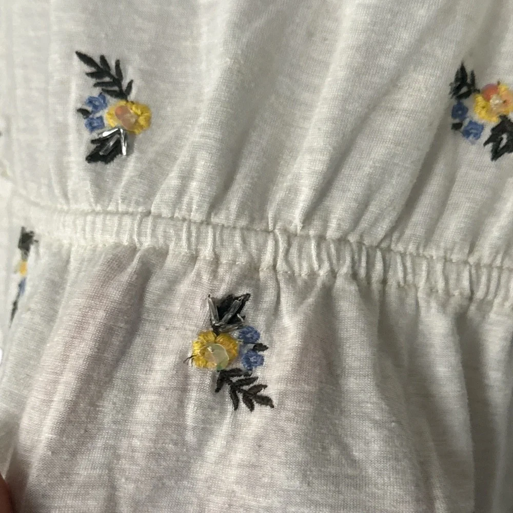 Free people Floral Ruffle Trim crop Blouse size large - Picture 4 of 6